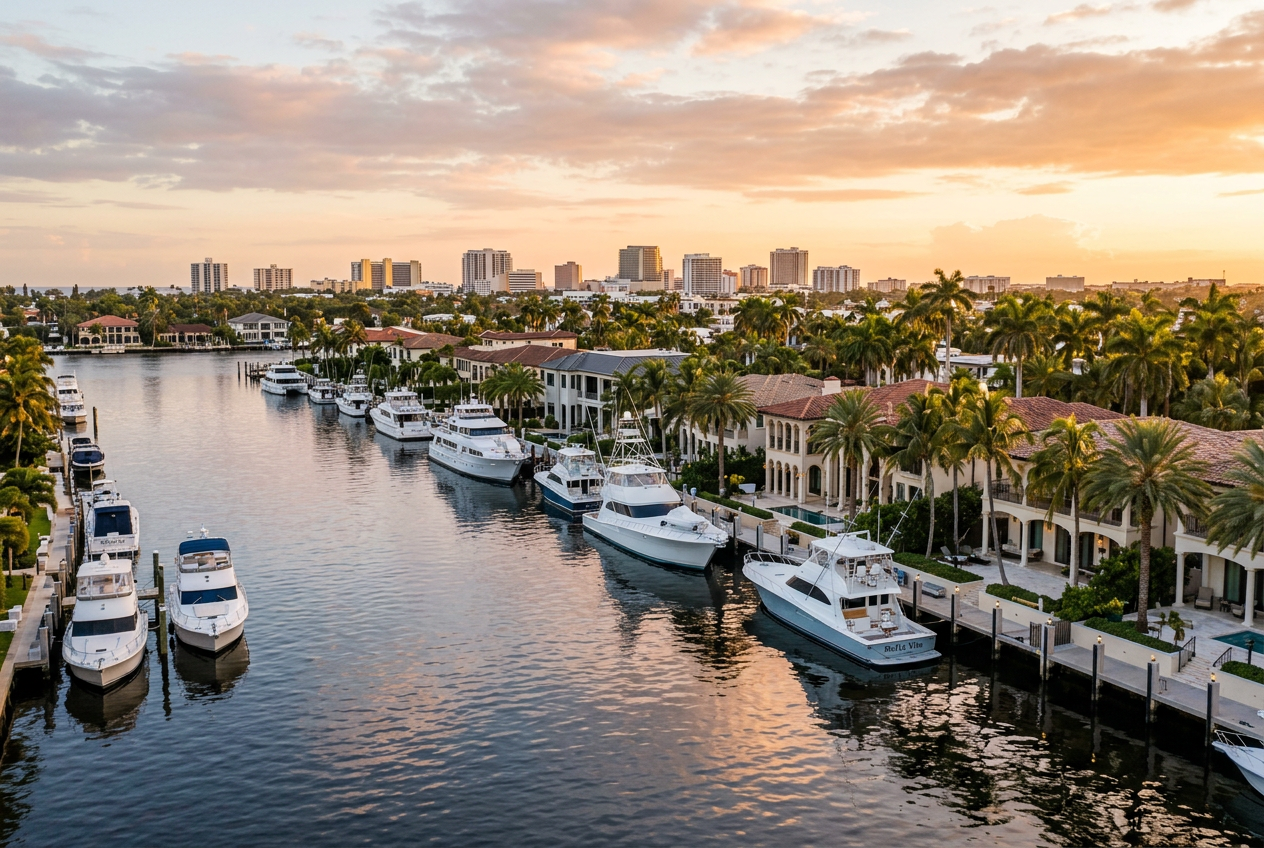 Fort Lauderdale waterway homes and yachts