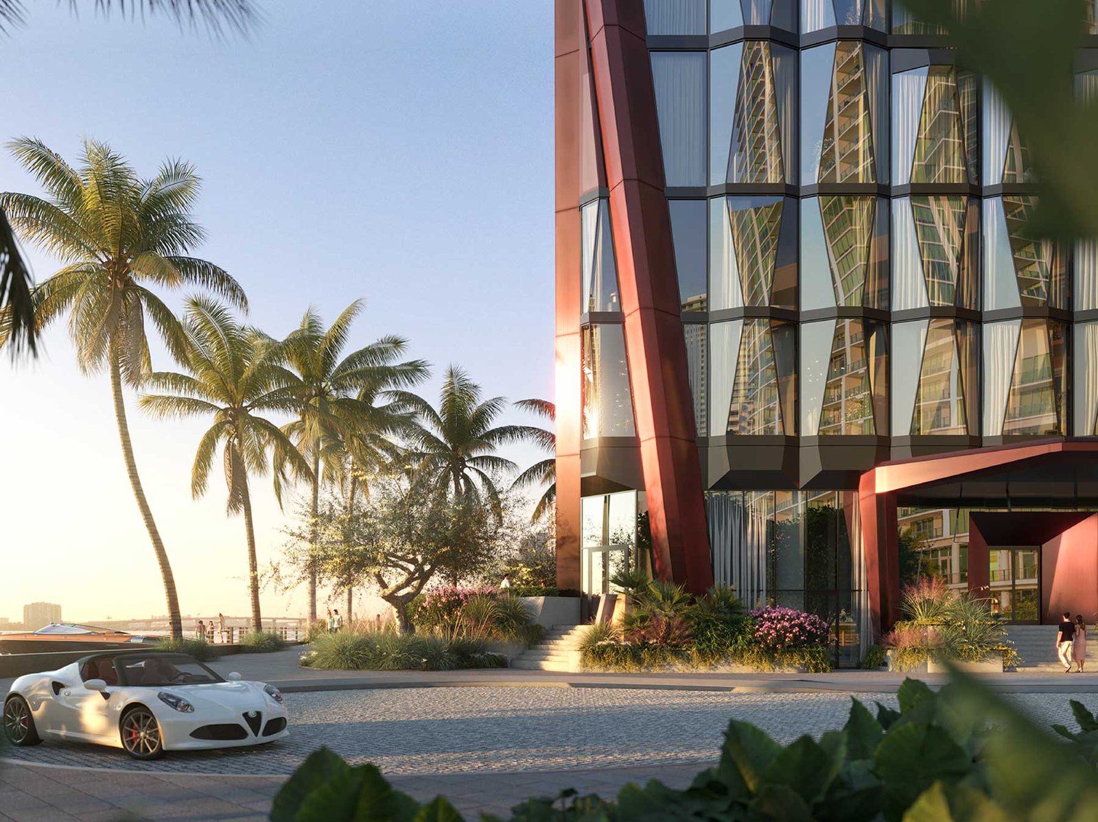 Villa Miami tower and waterfront gardens by Enzo Enea — developer rendering