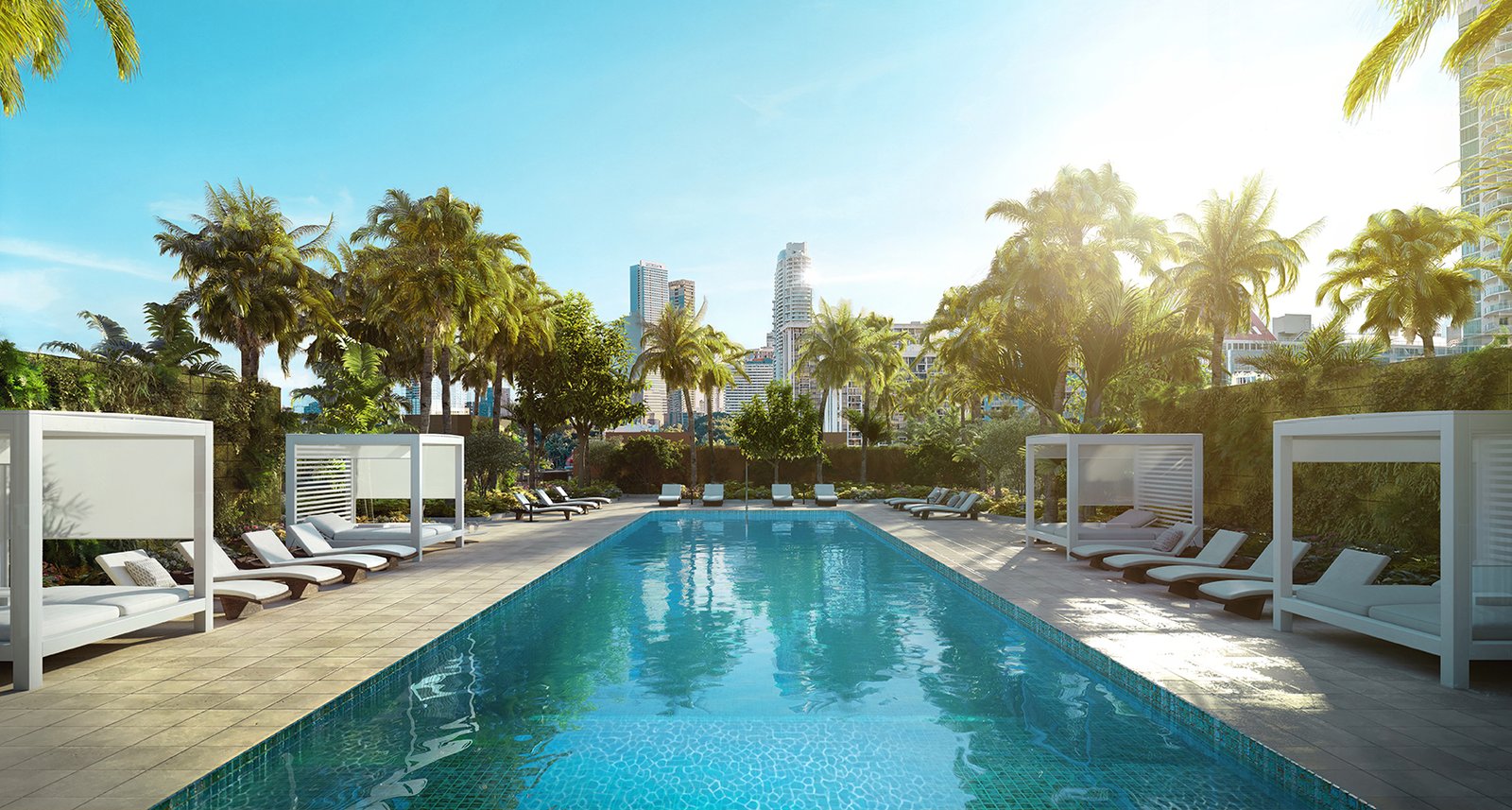 - 2200 Brickell An amenity space at 2200 Brickell — developer rendering