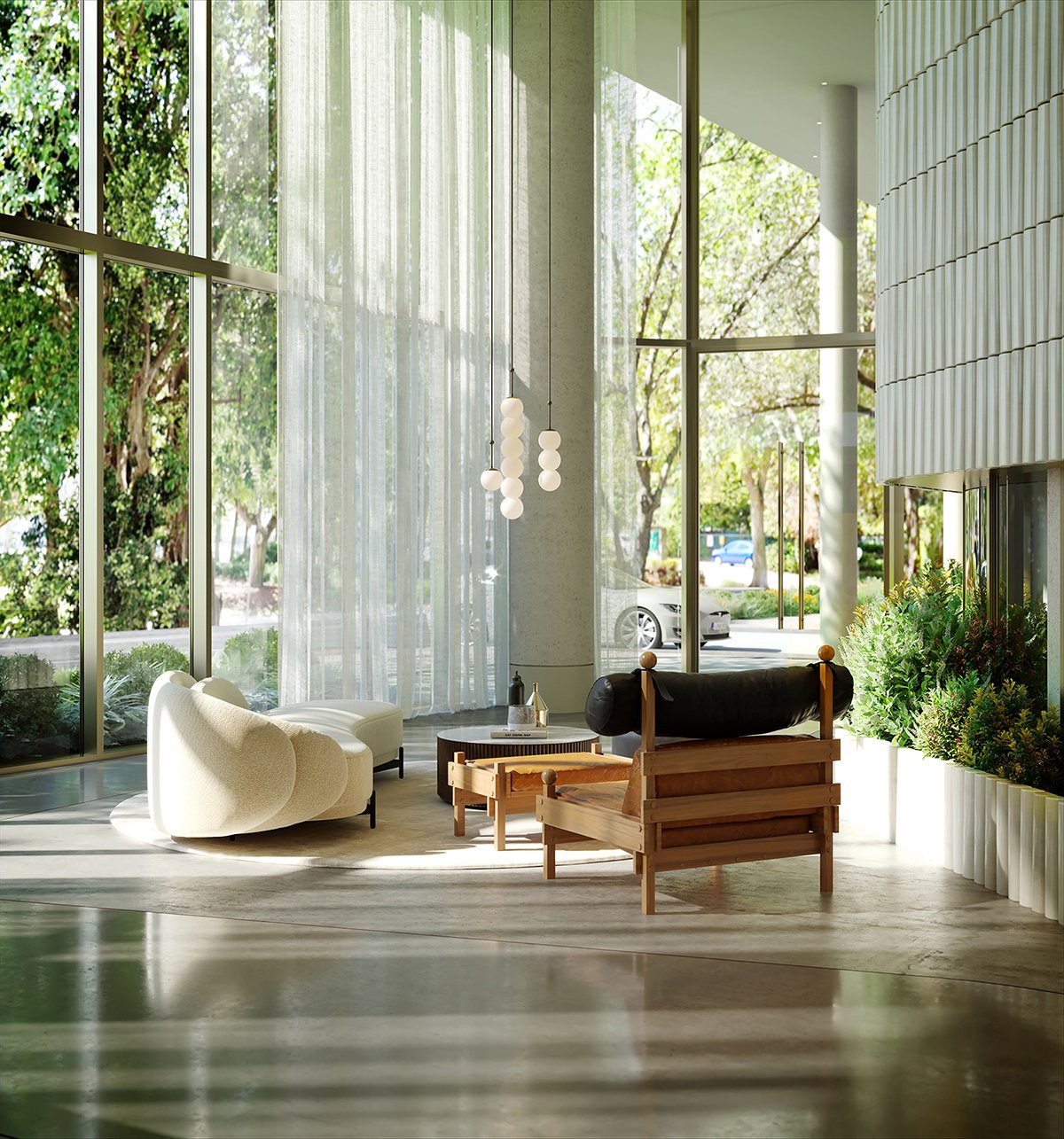 - 2200 Brickell The lobby at 2200 Brickell — developer rendering