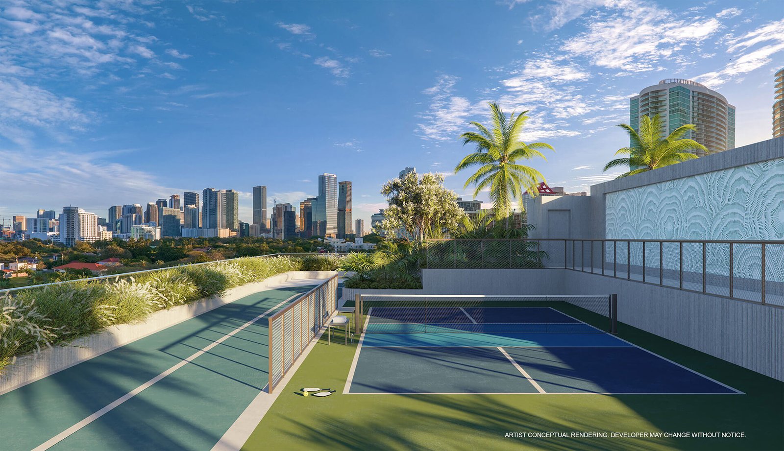 - 2200 Brickell The pickleball court at 2200 Brickell — developer rendering