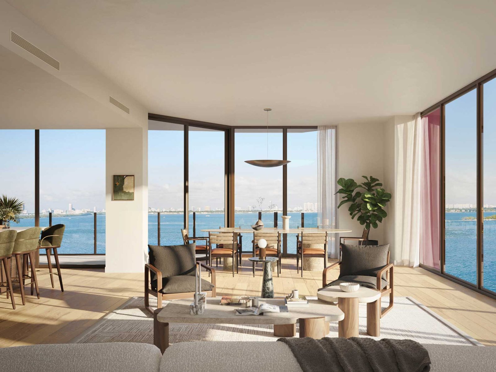 The Copper Club amenity level at Villa Miami — developer rendering of the residents-only lounge