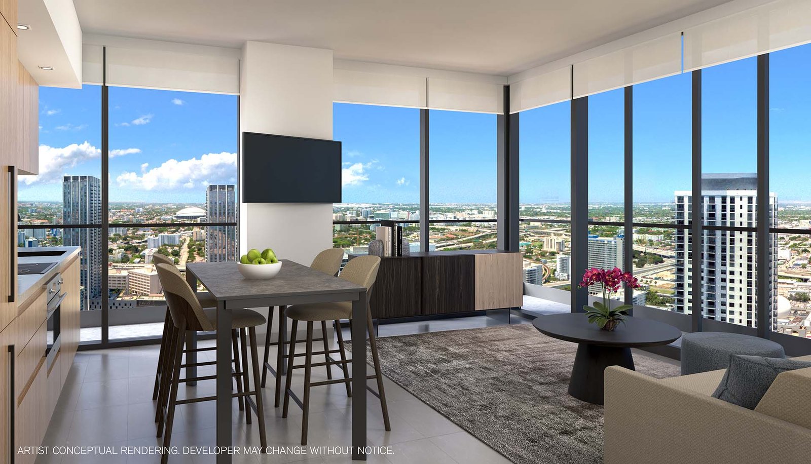 A residence interior at 501 First Residences — developer rendering