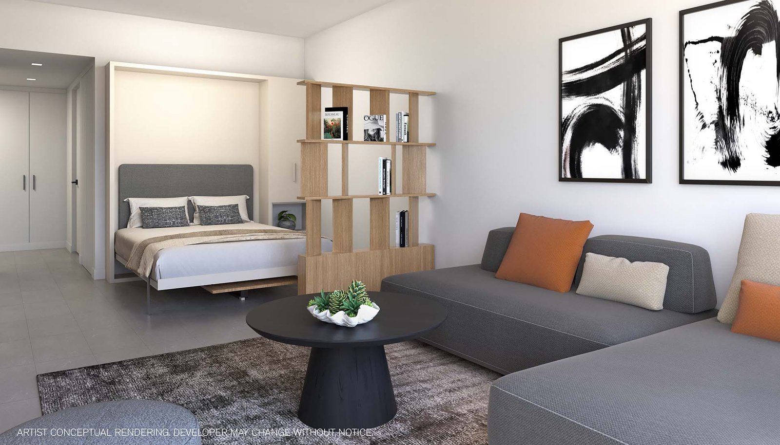 A residence interior at 501 First Residences — developer rendering