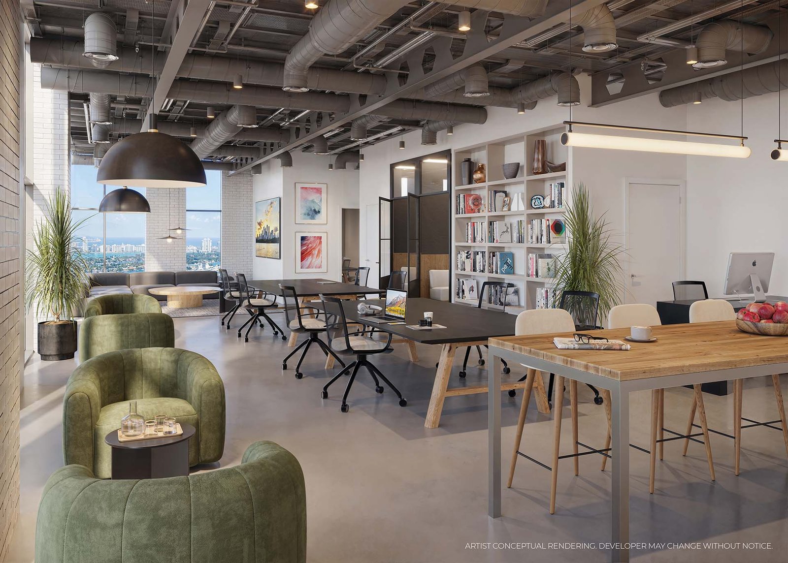 The co-working floor at 501 First Residences — developer rendering