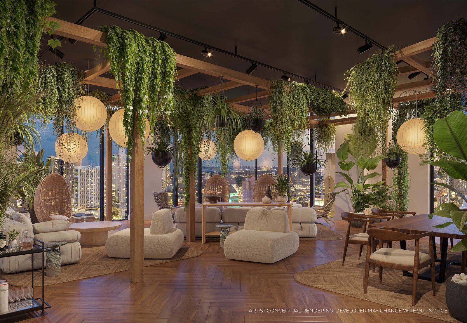 The greenhouse lounge at 501 First Residences — developer rendering