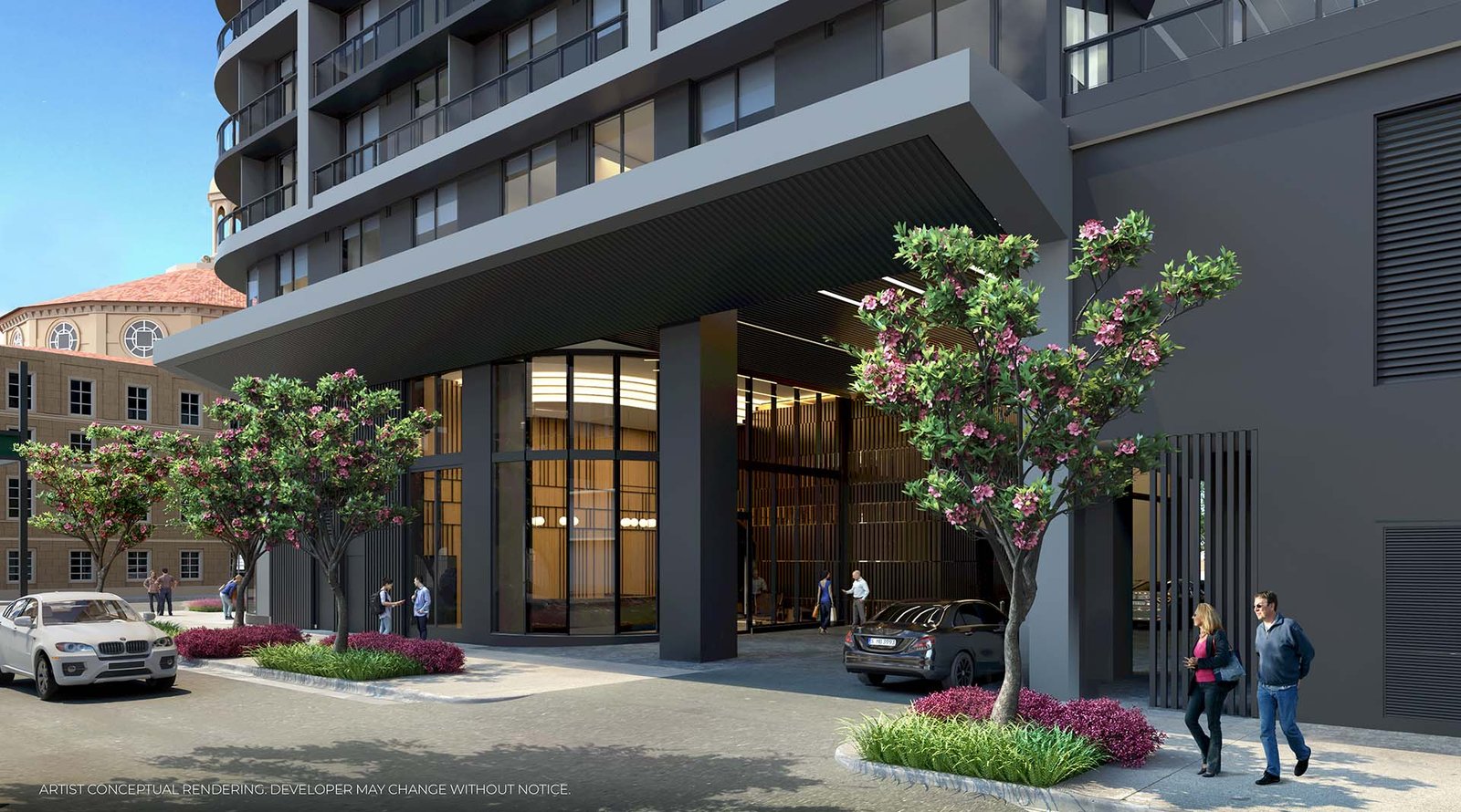 The south access lobby at 501 First Residences — developer rendering