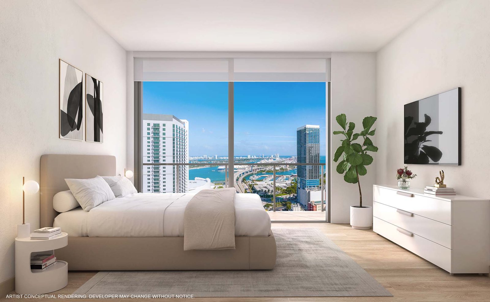 - 600 Miami Worldcenter A residence interior at 600 Miami Worldcenter — developer rendering