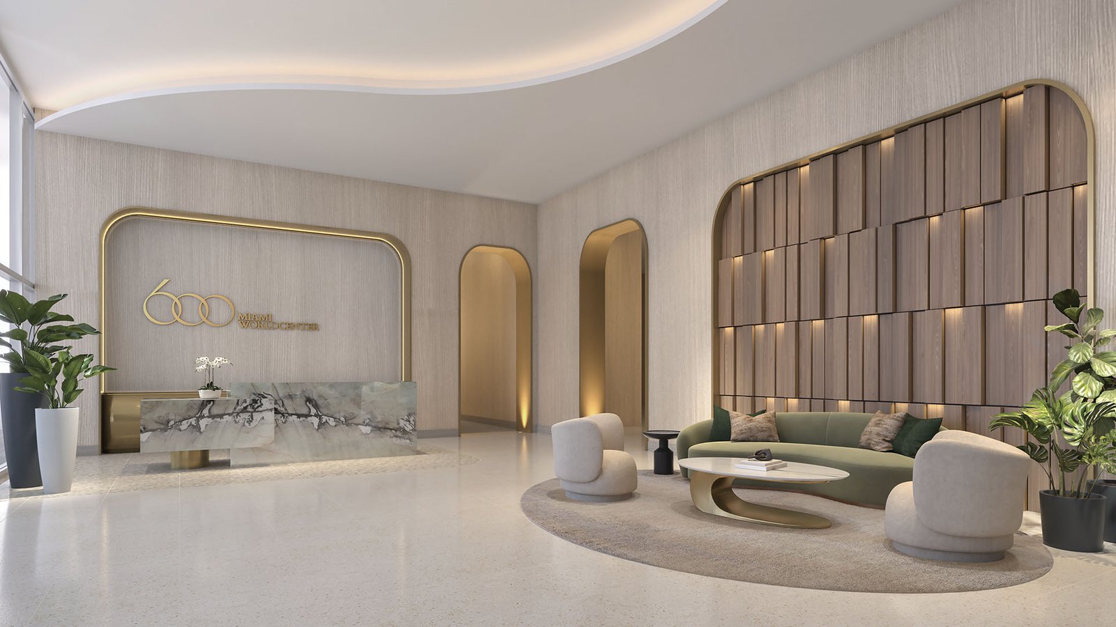 - 600 Miami Worldcenter An amenity space at 600 Miami Worldcenter — developer rendering