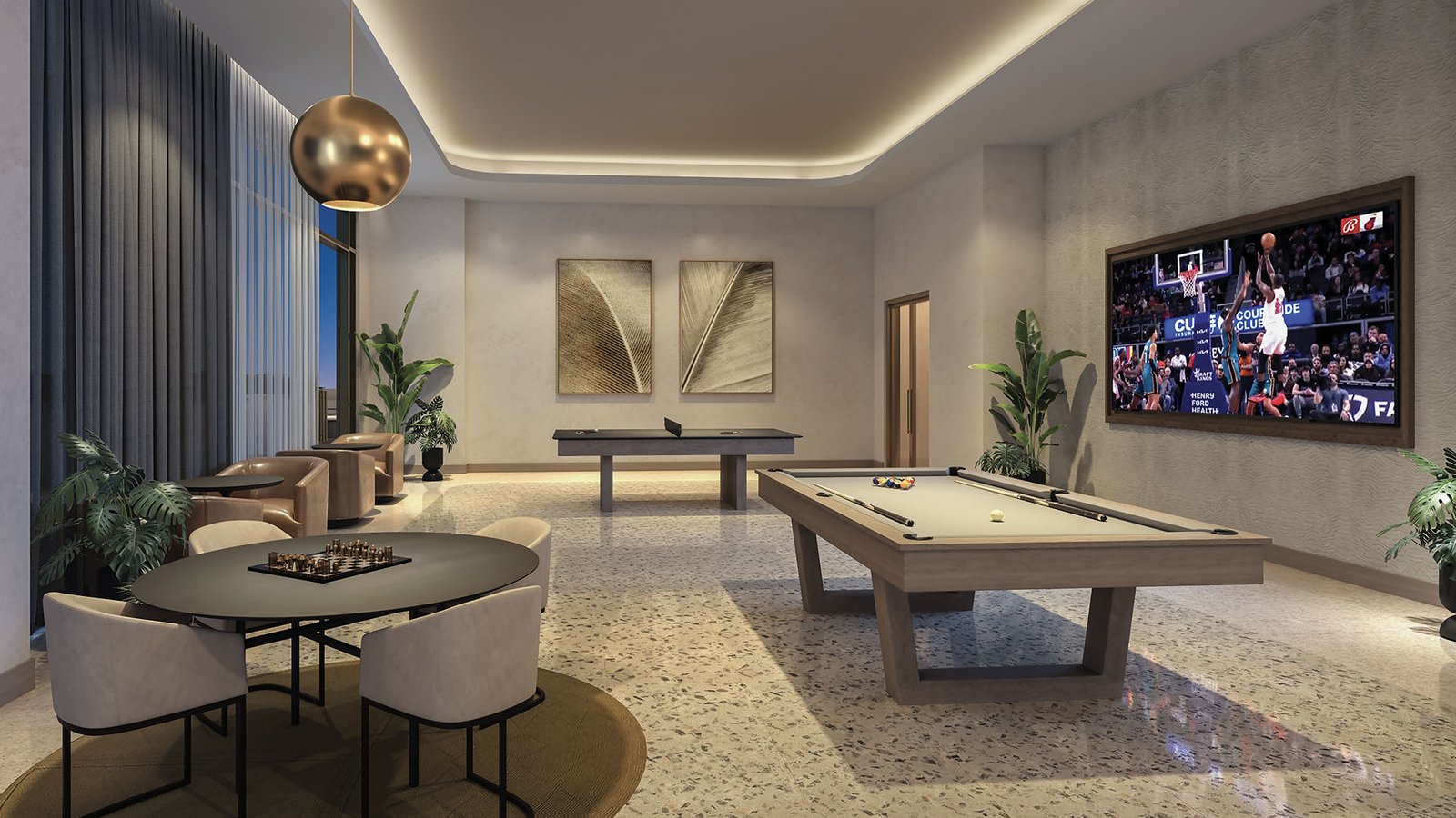 - 600 Miami Worldcenter An amenity space at 600 Miami Worldcenter — developer rendering