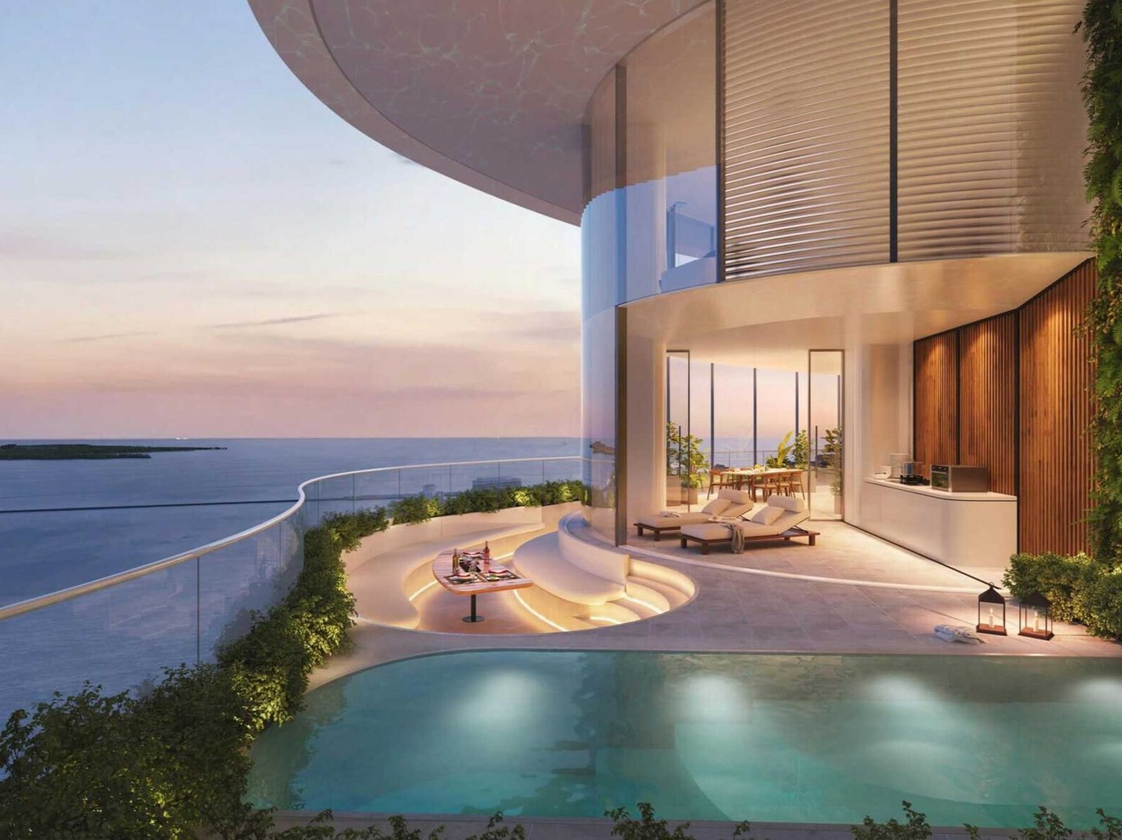 619 Brickell by Nobu tower profile against the Miami skyline — developer rendering