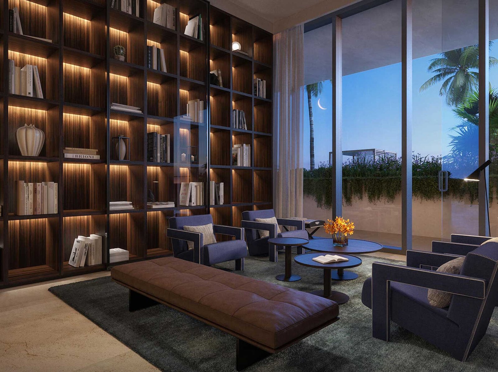 72 Carlyle living space with ocean outlook — developer rendering