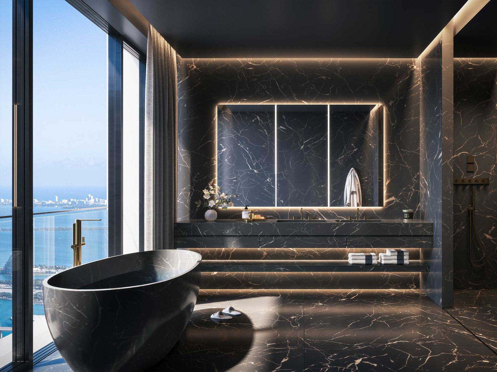 888 Brickell terrace with Biscayne Bay outlook — developer rendering