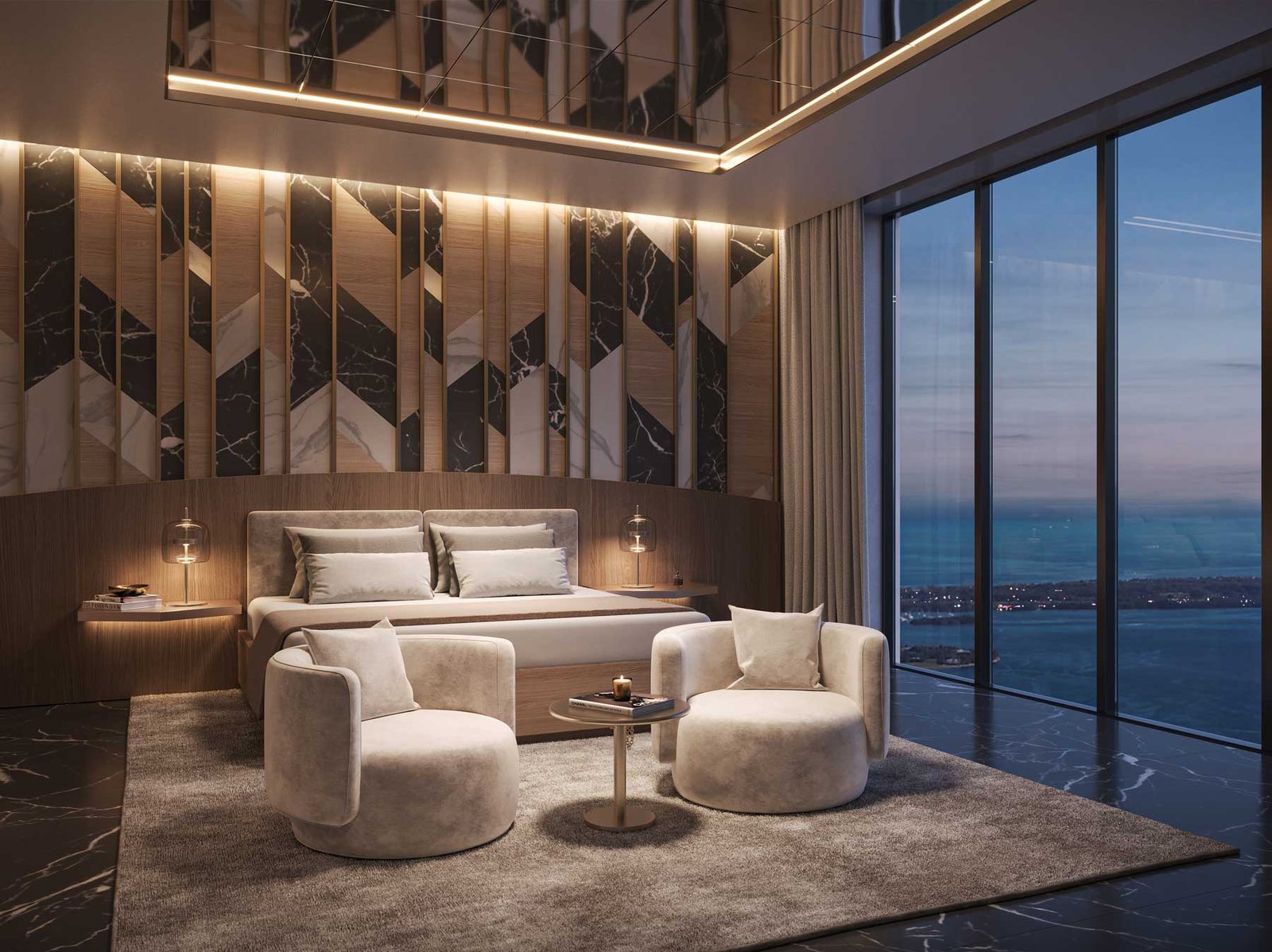 888 Brickell tower against the Miami skyline at dusk — developer rendering