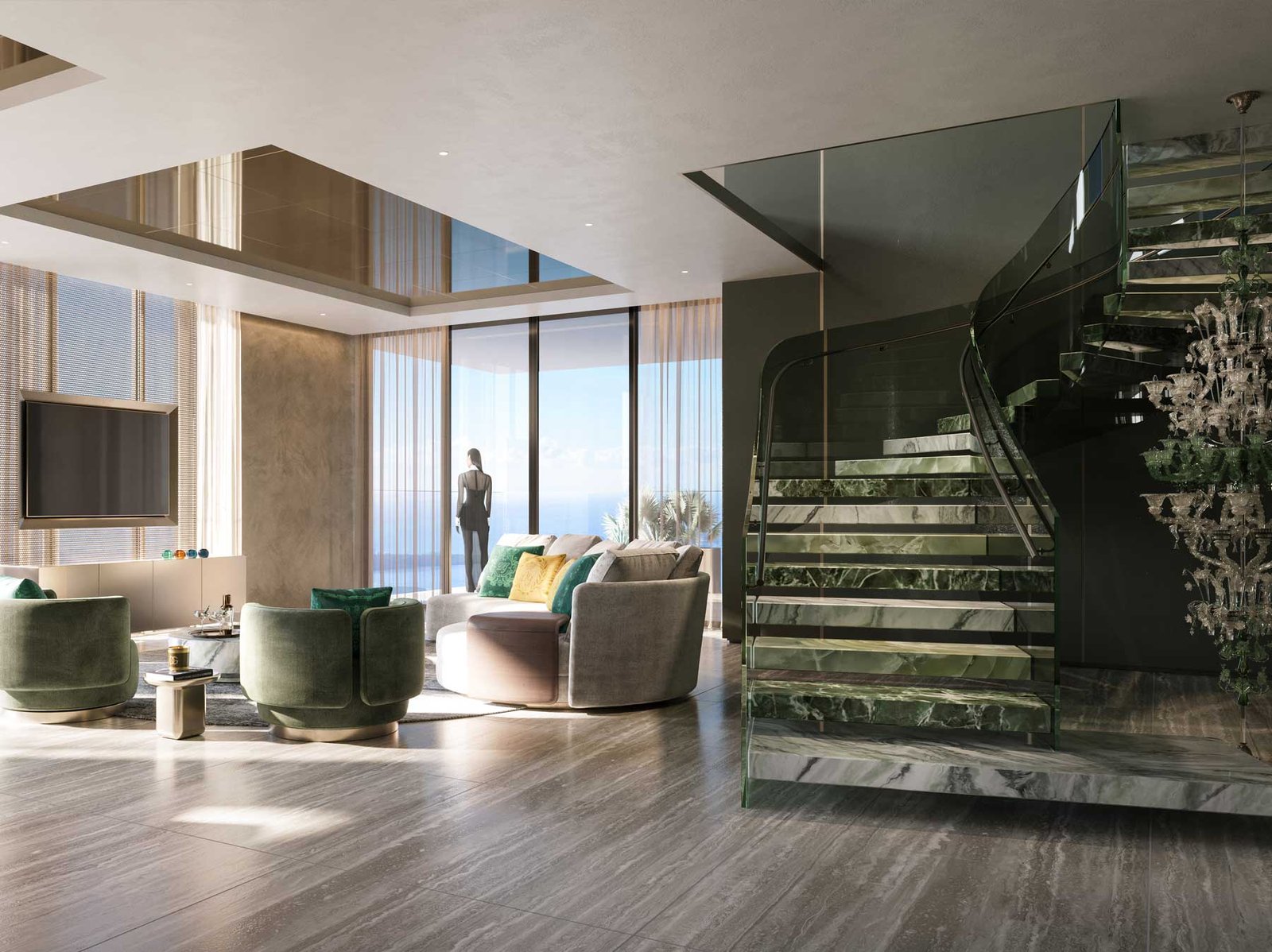 888 Brickell residence interior in the Dolce&Gabbana scheme — developer rendering