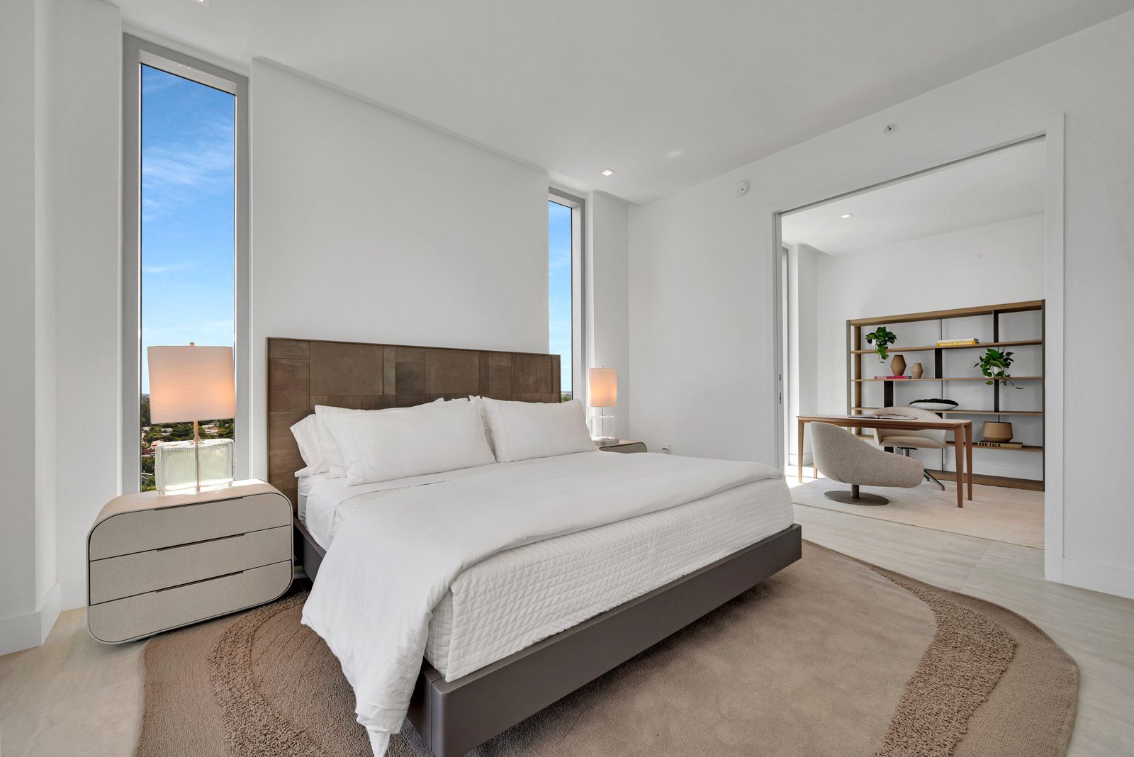 A finished residence bedroom at ALBA Palm Beach