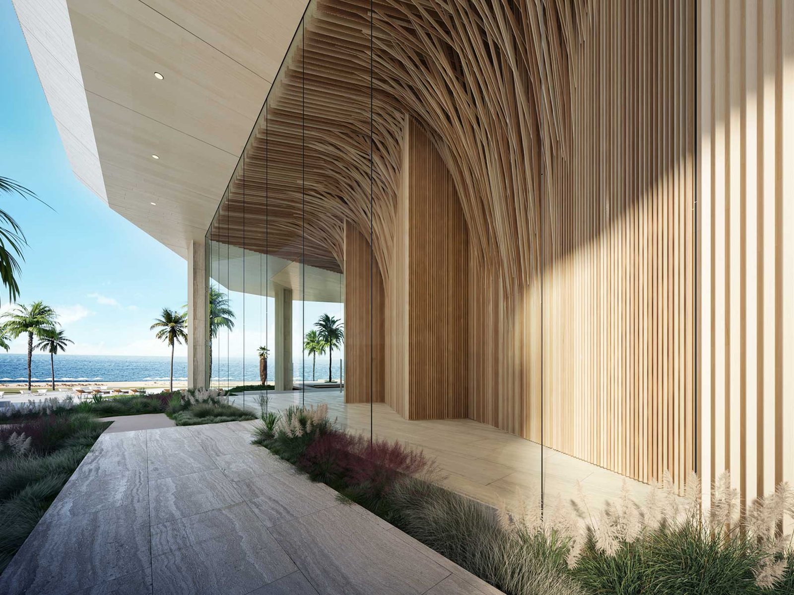 Aman Miami Beach, 3425 Collins Avenue — Kengo Kuma-designed residential tower beside the historic Versailles Hotel