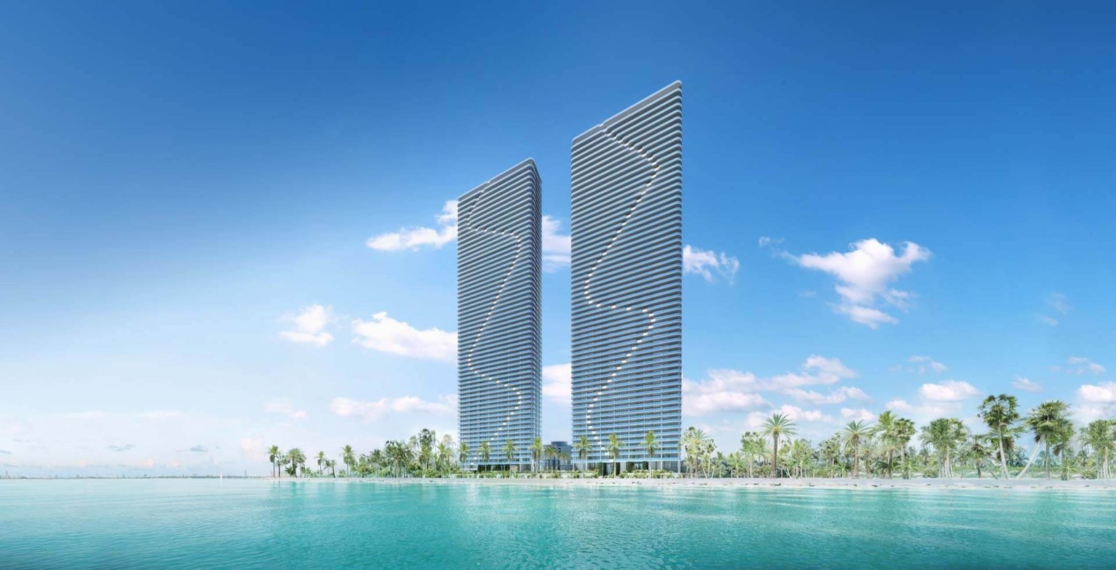 Aria Reserve seen from the water — developer rendering
