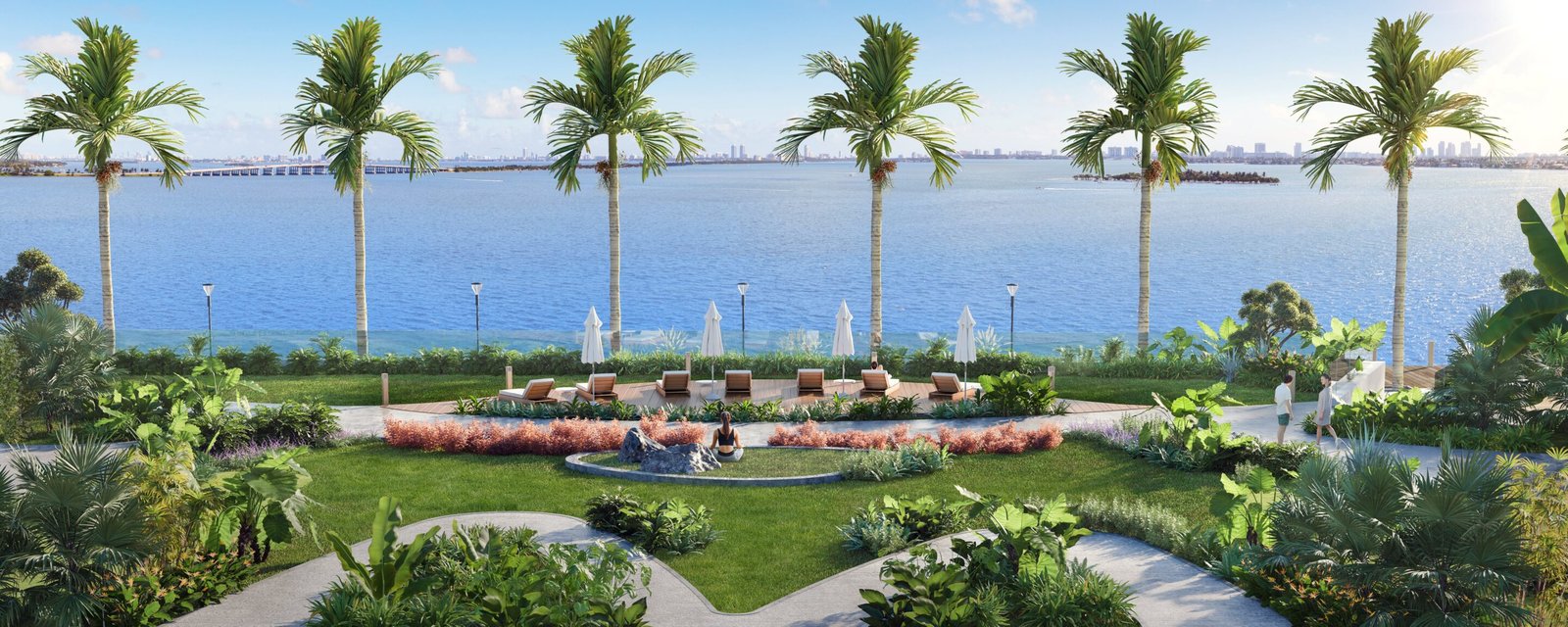 The bayfront gardens at Aria Reserve — developer rendering