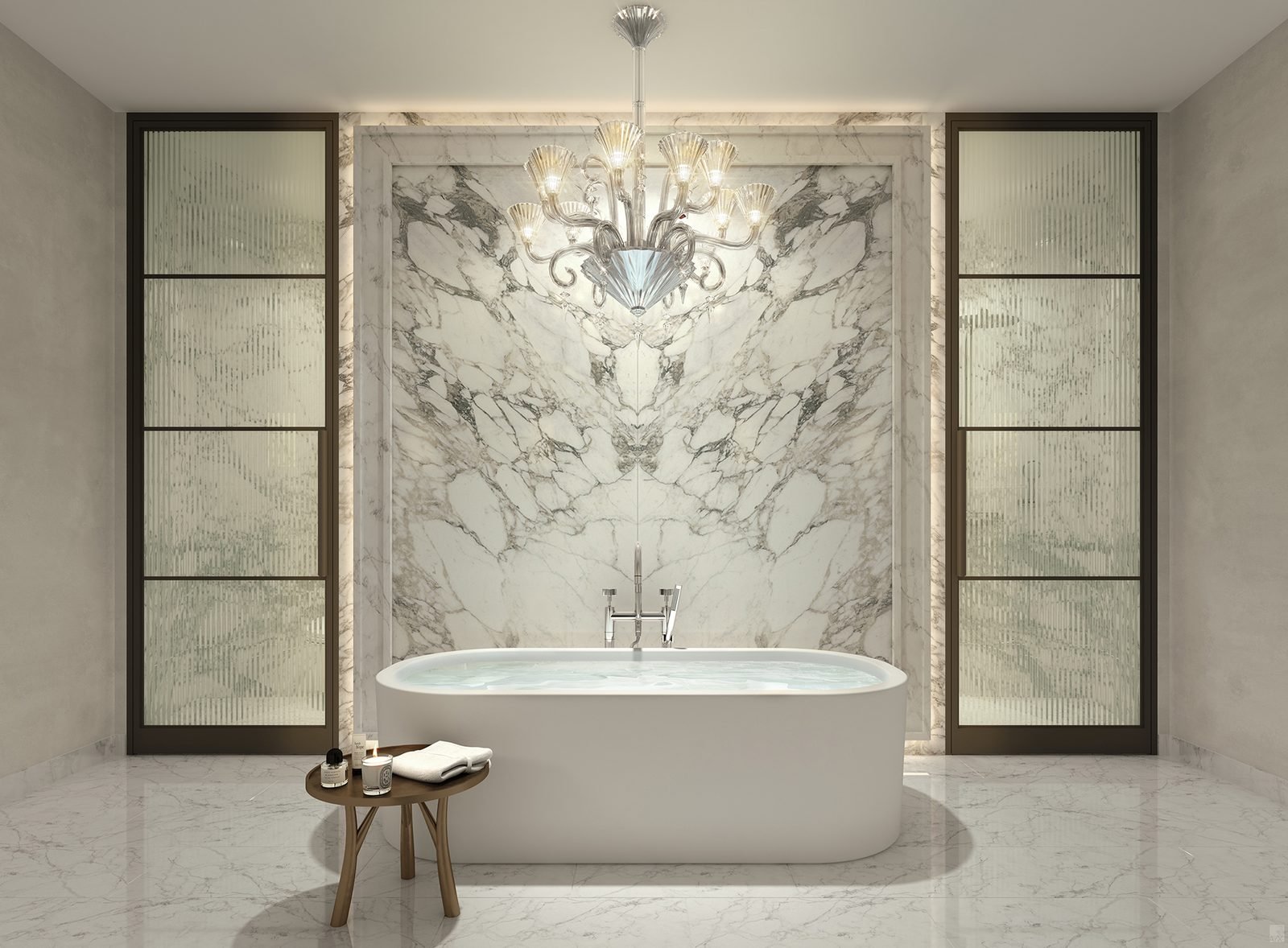 Developer rendering of Baccarat Residences Miami — primary bathroom