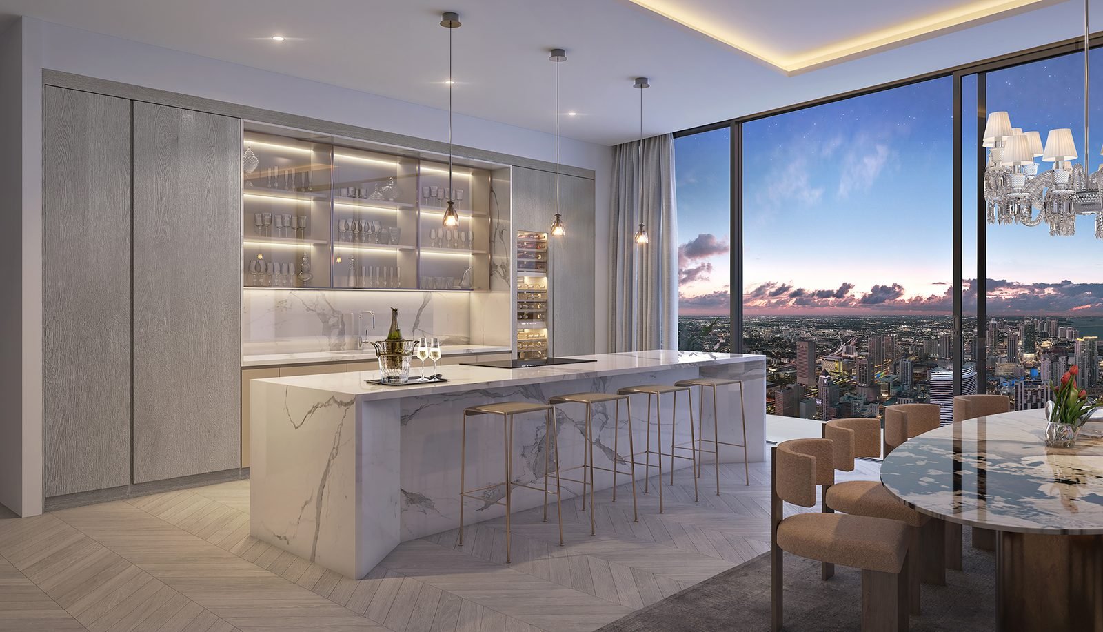 Developer rendering of Baccarat Residences Miami — residence kitchen