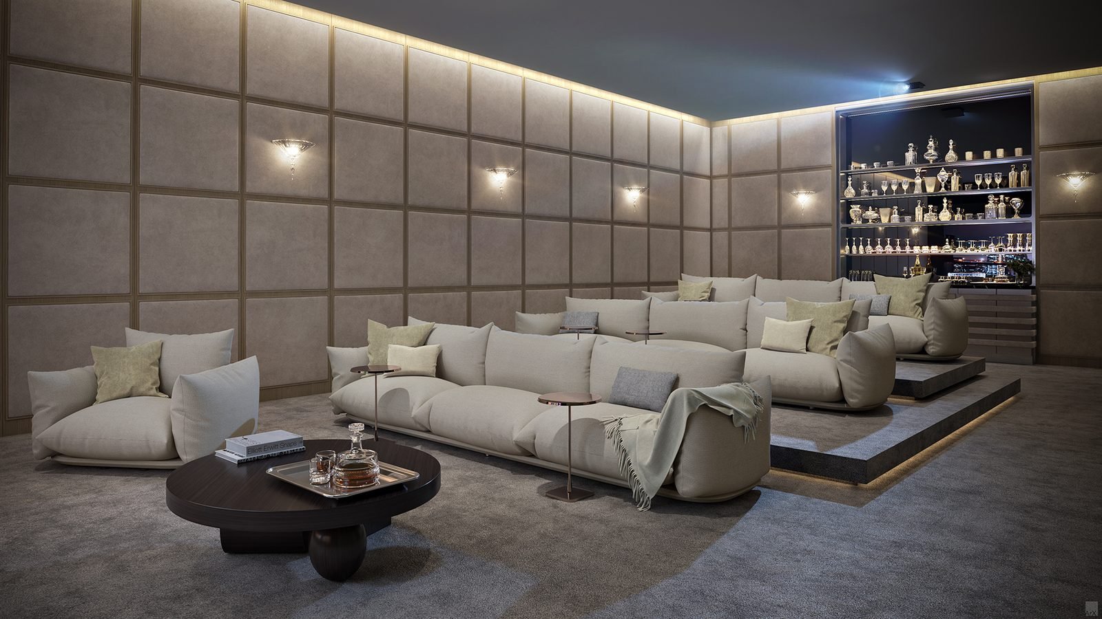 Developer rendering of Baccarat Residences Miami — screening room