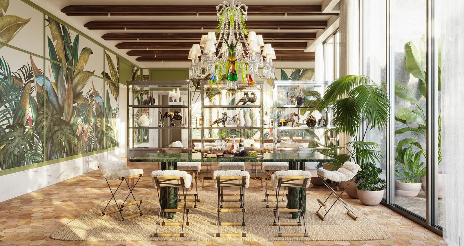 Developer rendering of Baccarat Residences Miami — wine tasting salon