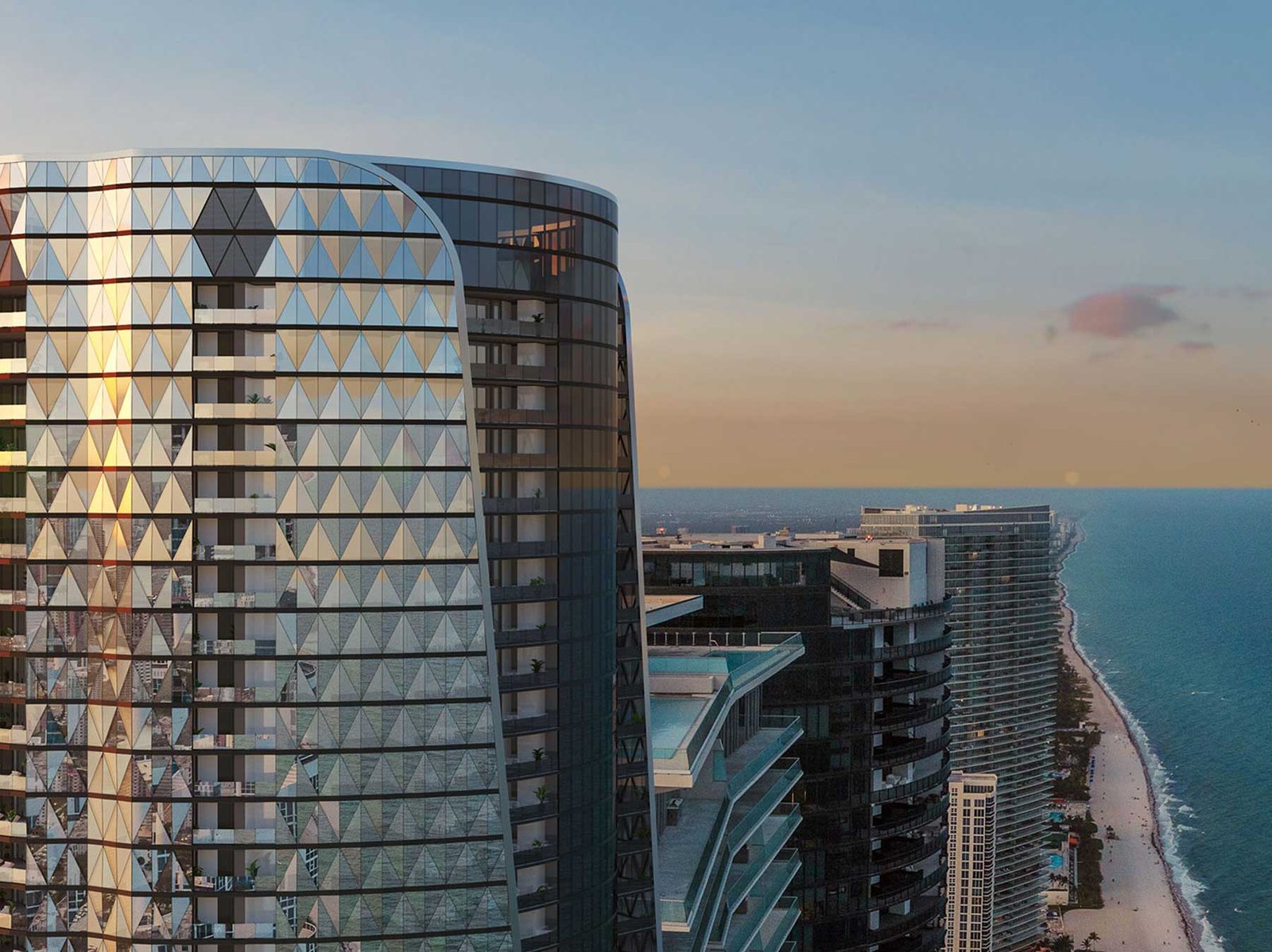 Bentley Residences Miami balcony pool and ocean outlook — developer rendering