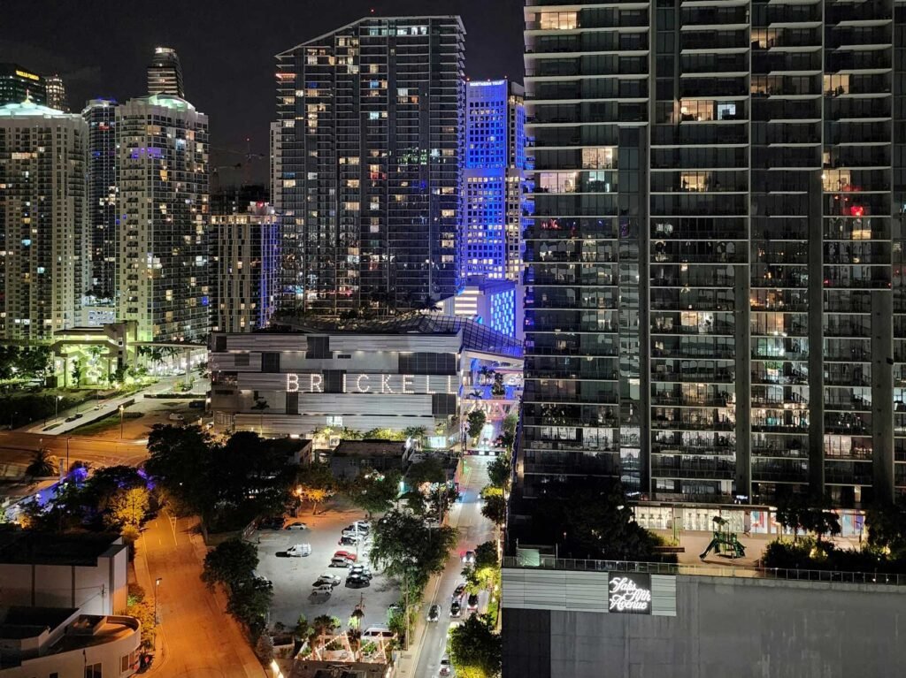 - The Residences at 1428 Brickell Brickell City Centre lit at night