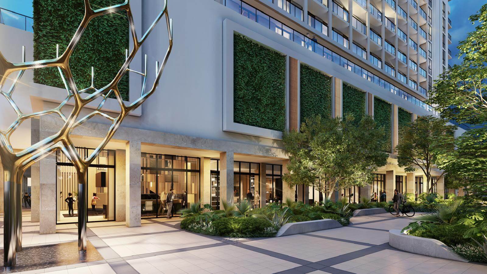 The arrival plaza at Cassia Residences — developer rendering
