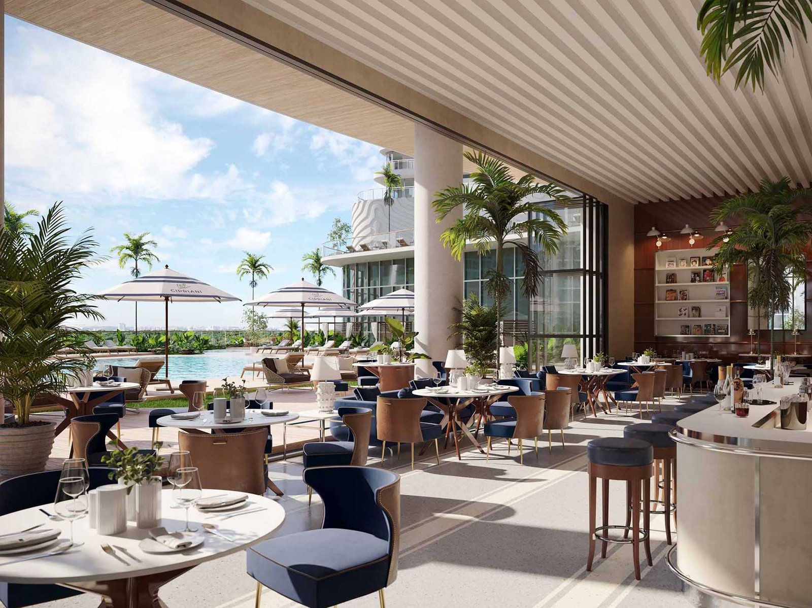 Cipriani Residences Miami podium and arrival — developer rendering