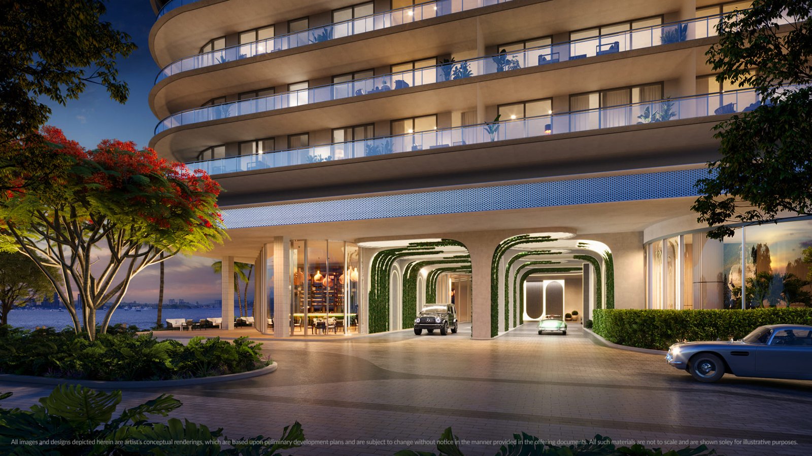 The arrival court at Continuum Club & Residences — developer rendering