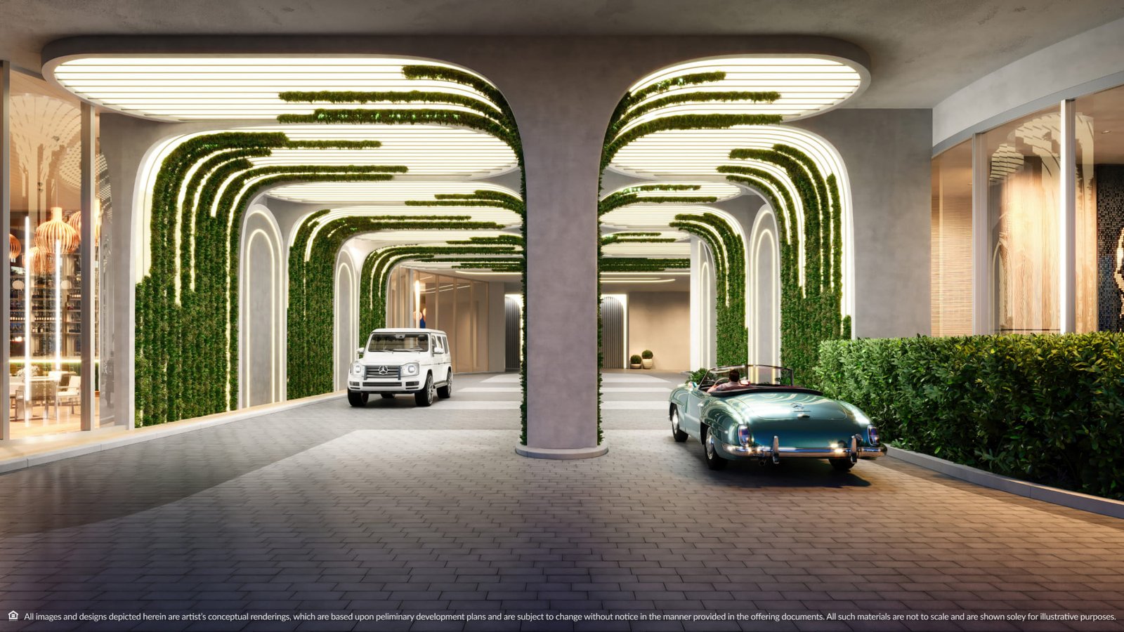 The arrival sequence at Continuum Club & Residences — developer rendering