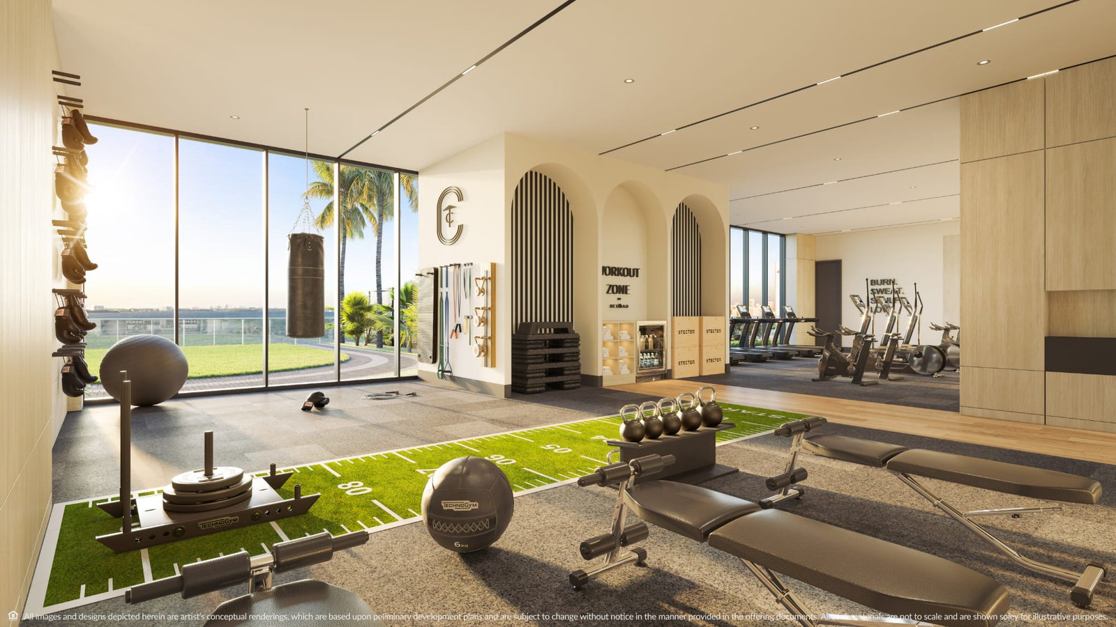 The gym at Continuum Club & Residences — developer rendering