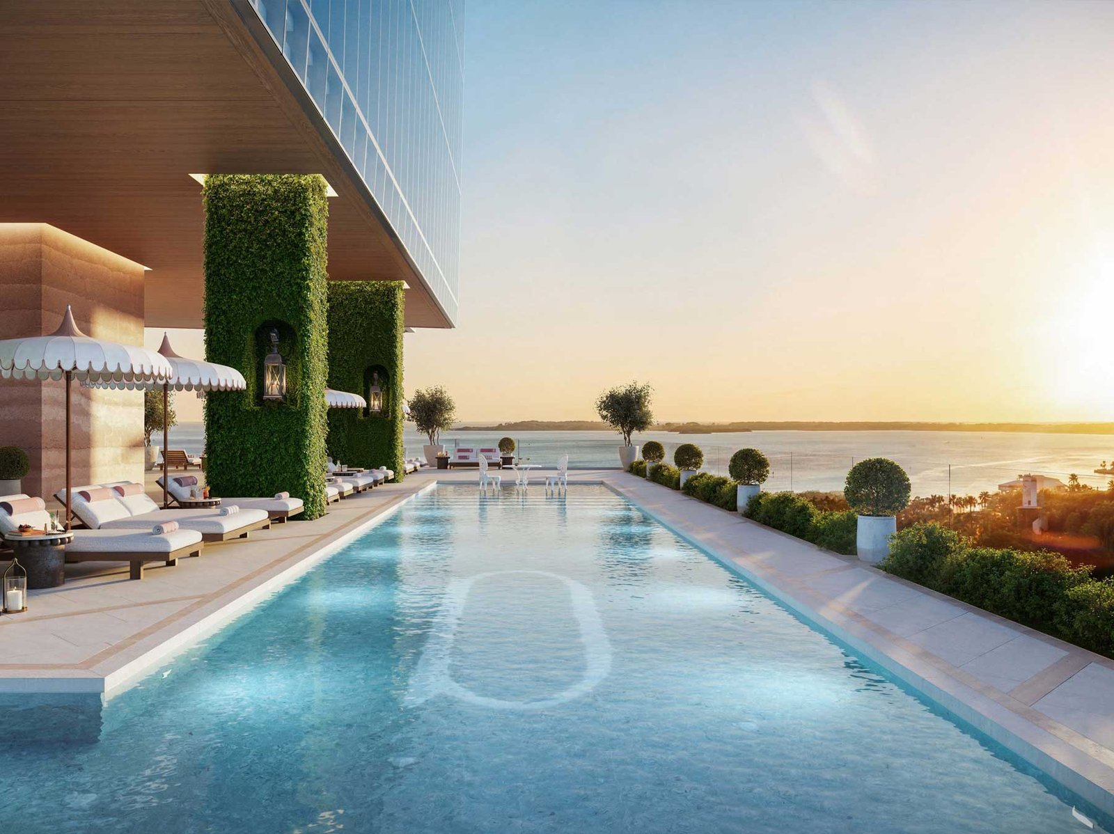Delano Residences Miami bathroom with Waterworks fixtures — developer rendering