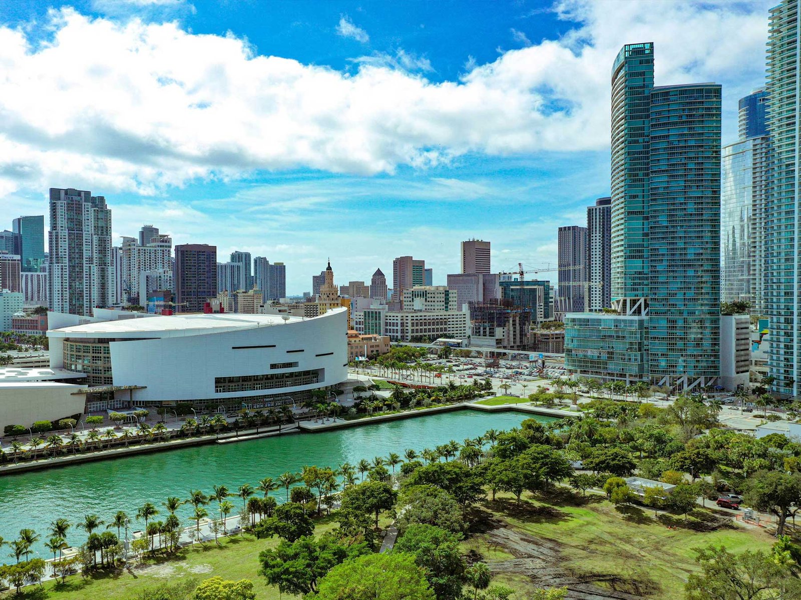 - Downtown Miami Aerial over Downtown Miami showing the bayfront arena, Museum Park and the skyline