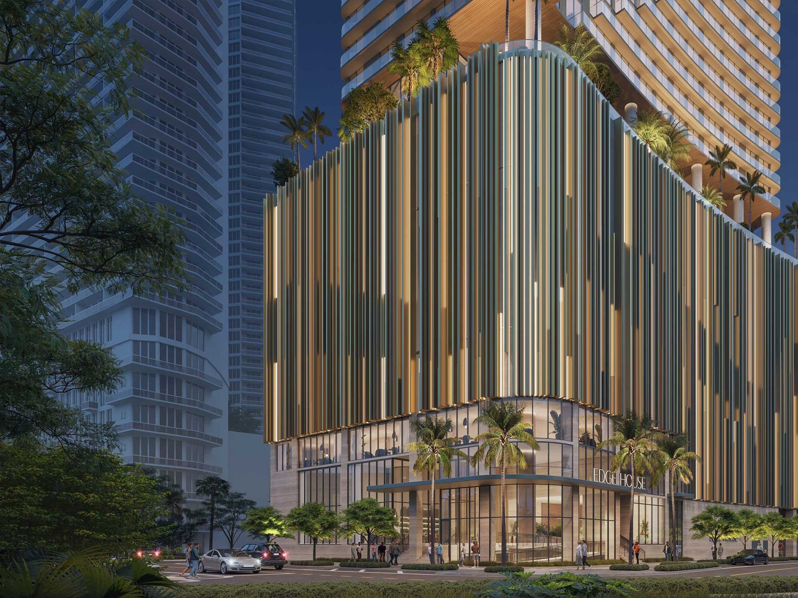 Edge House Miami lobby lounge and gourmet market — developer rendering