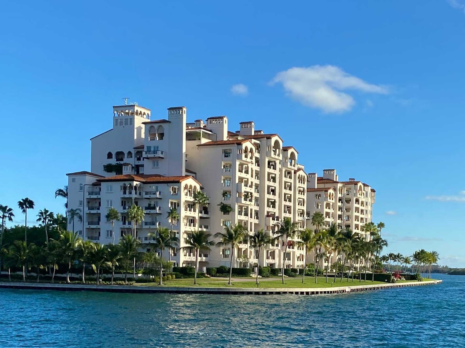 - Fisher Island Fisher Island, Miami — aerial view of the private island and Government Cut