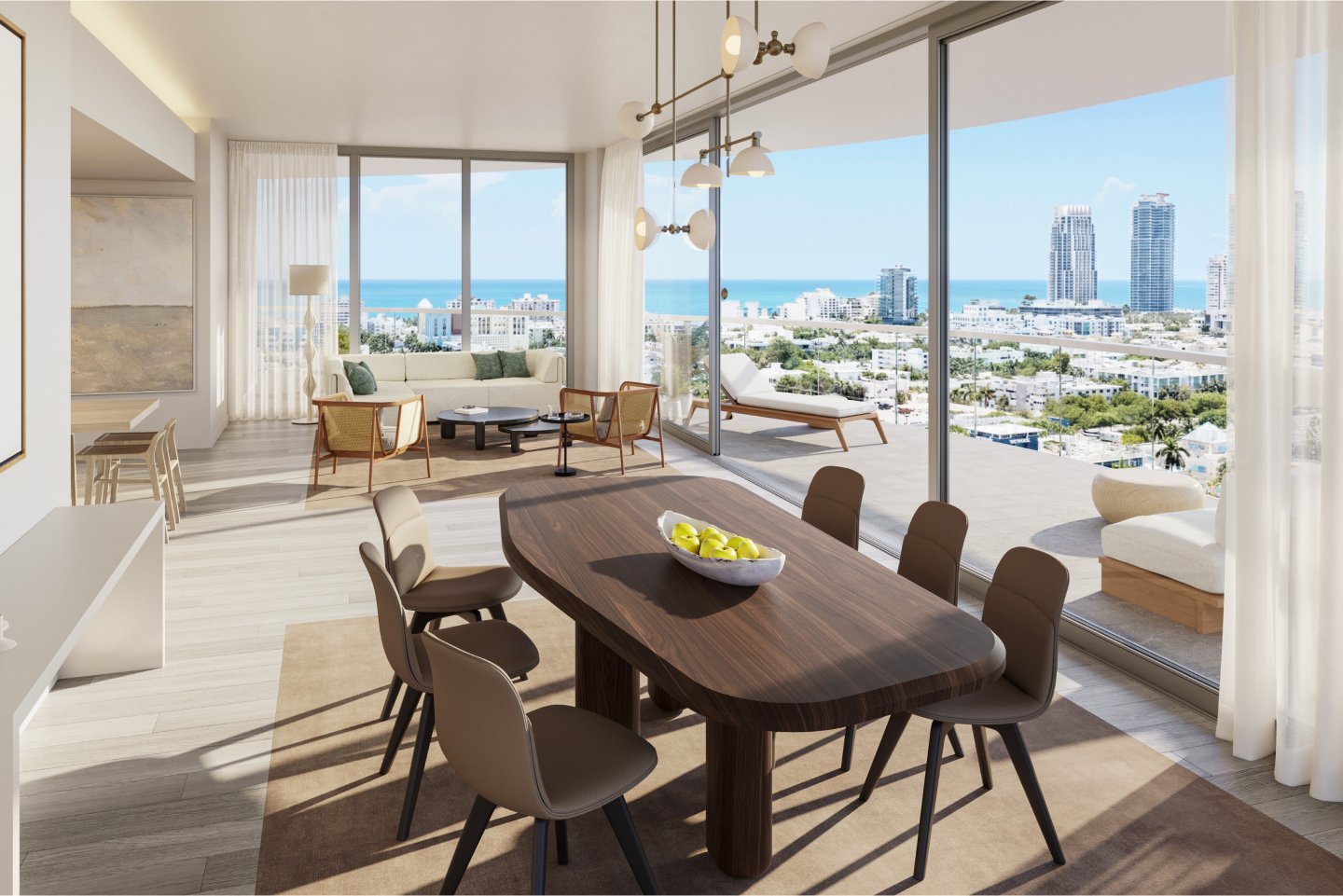 A residence dining room at Five Park Miami Beach — developer rendering