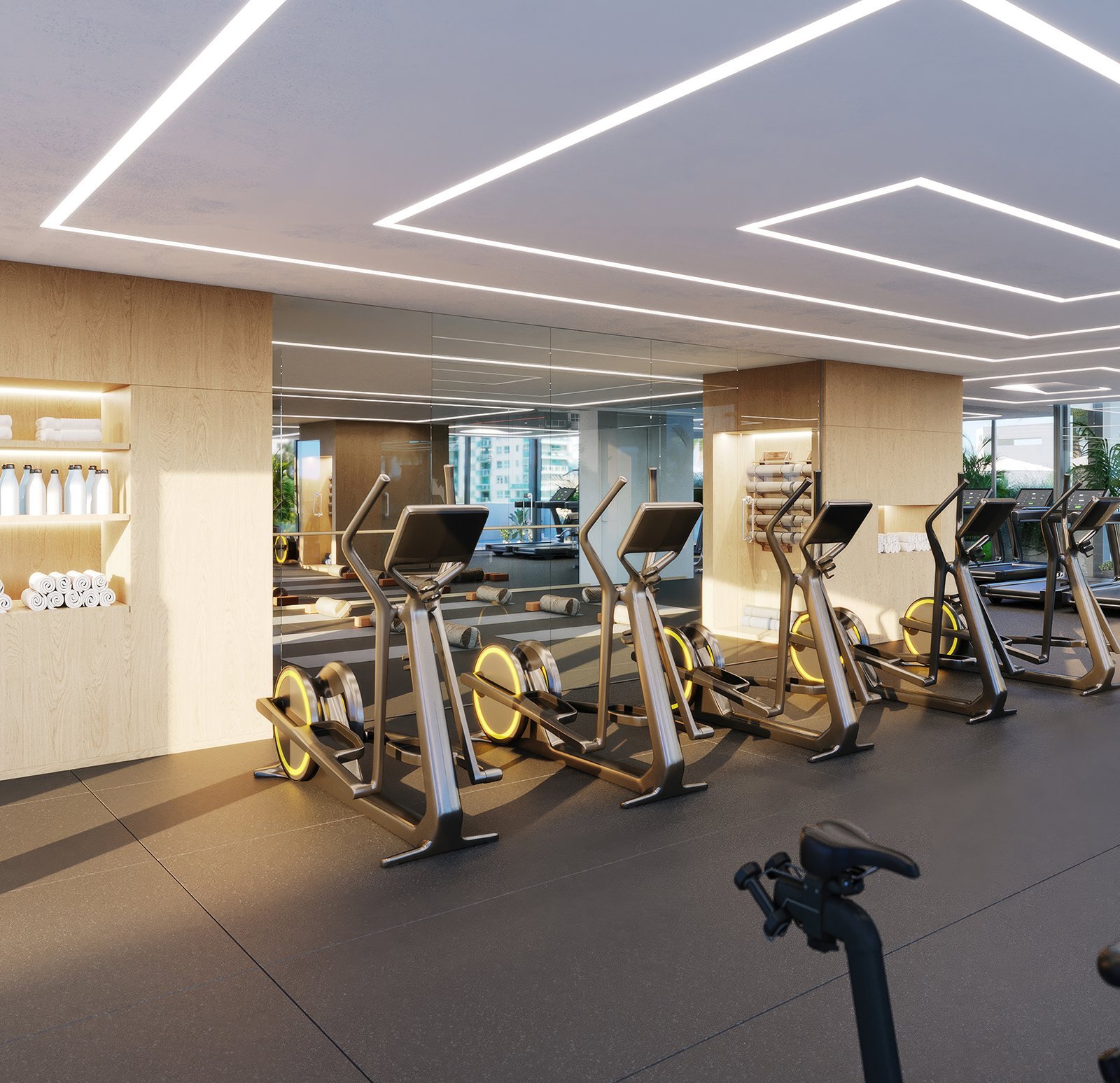 The fitness centre at Five Park Miami Beach — developer rendering