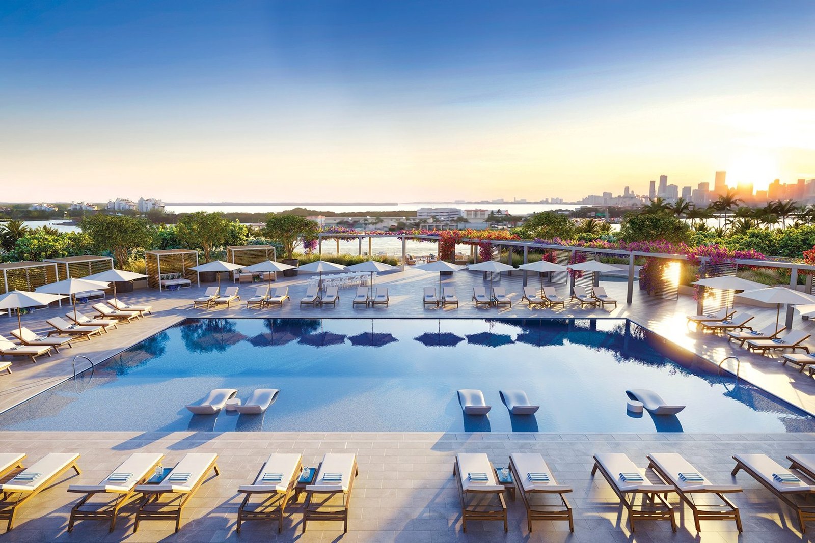 The pool deck at Five Park Miami Beach — developer rendering