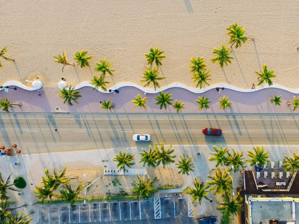 Fort Lauderdale waterfront with canals, yachts and the beachfront skyline
