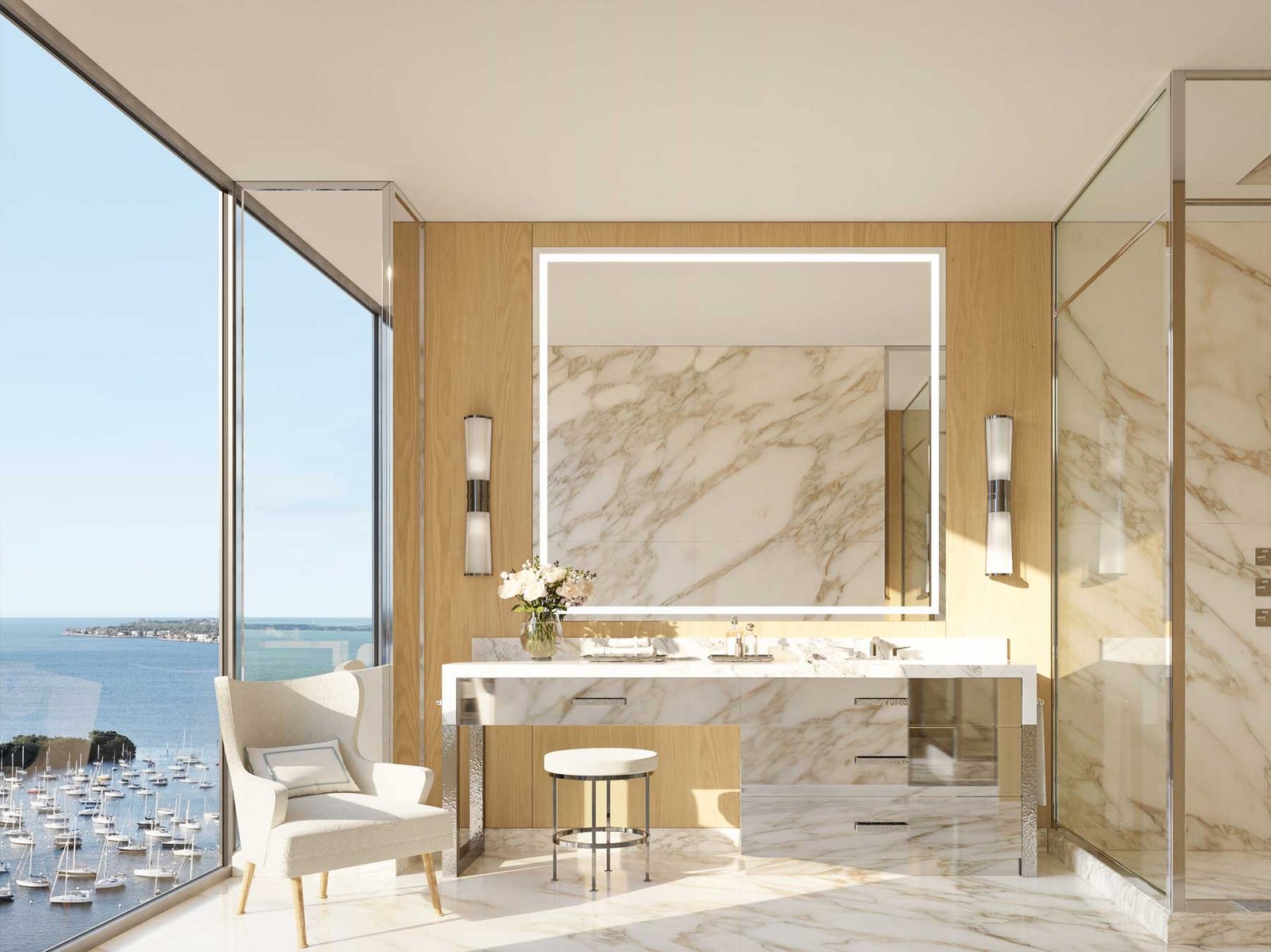 Four Seasons Private Residences Coconut Grove residents library and lounge — developer rendering