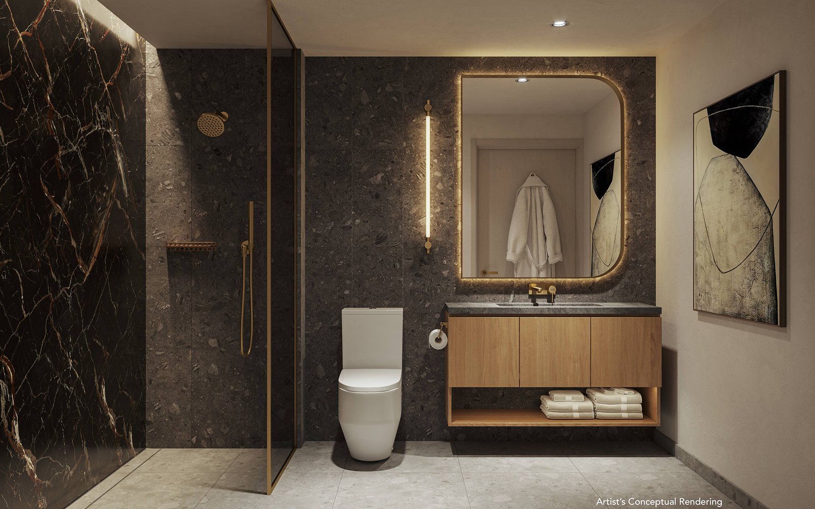 A residence bathroom at Lofty Brickell — developer rendering