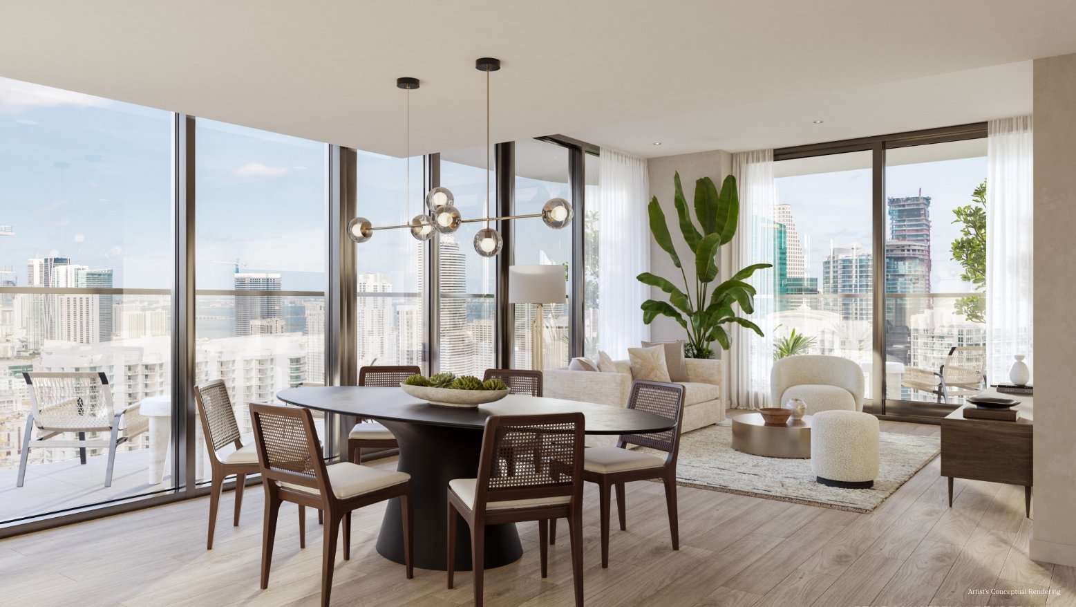 A residence interior at Lofty Brickell — developer rendering