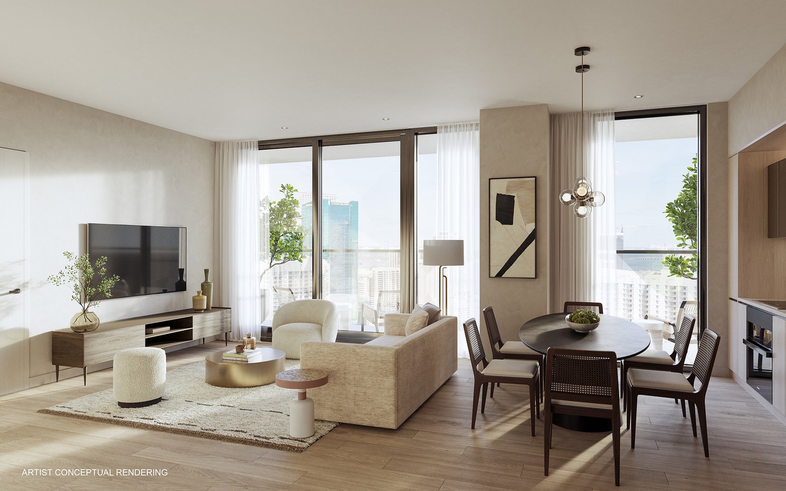 A residence interior at Lofty Brickell — developer rendering