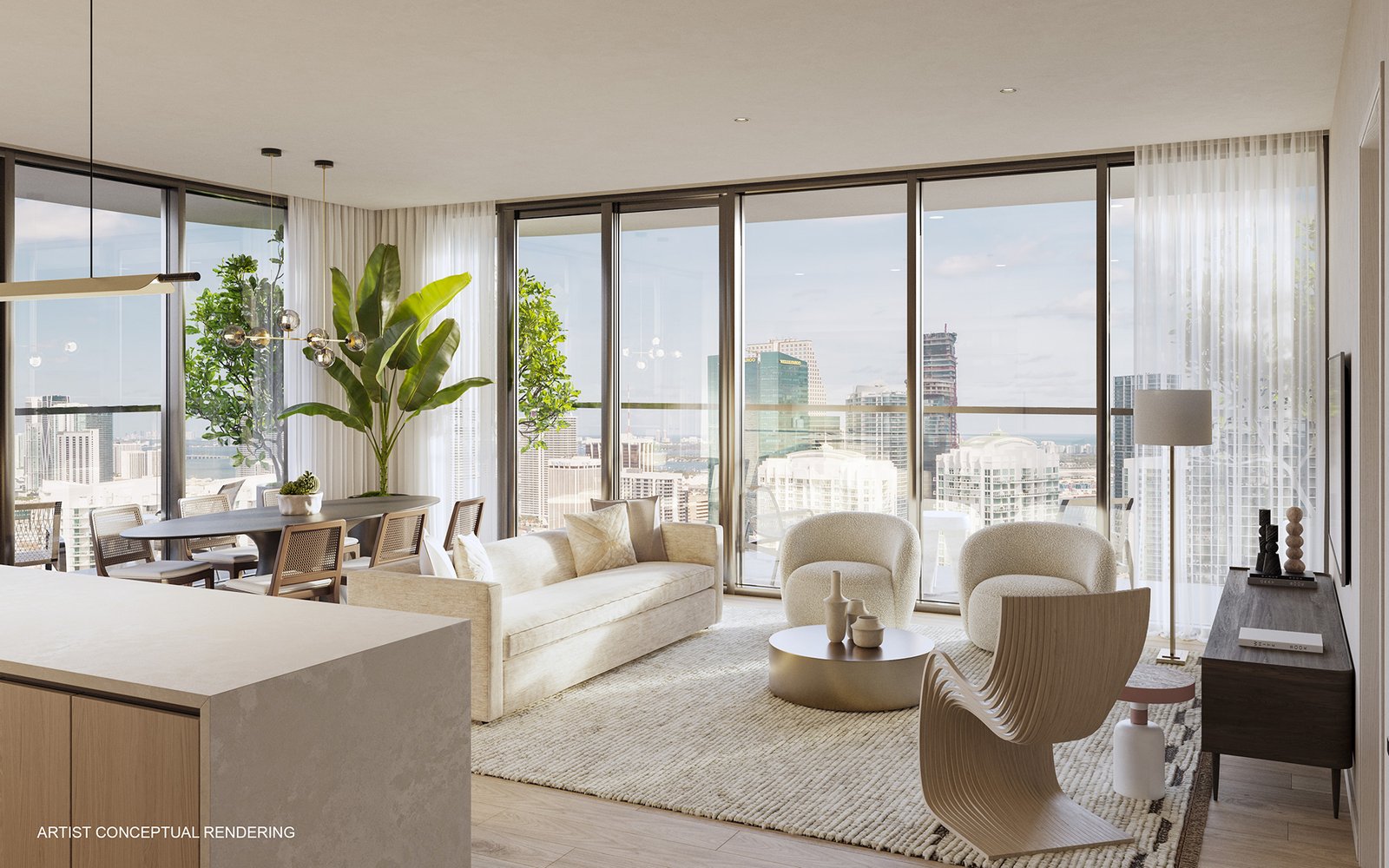 A residence interior at Lofty Brickell — developer rendering