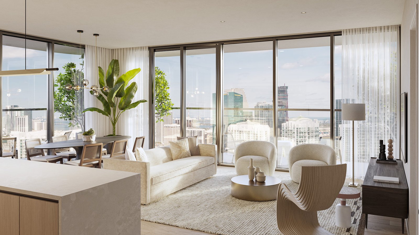 A residence interior at Lofty Brickell — developer rendering