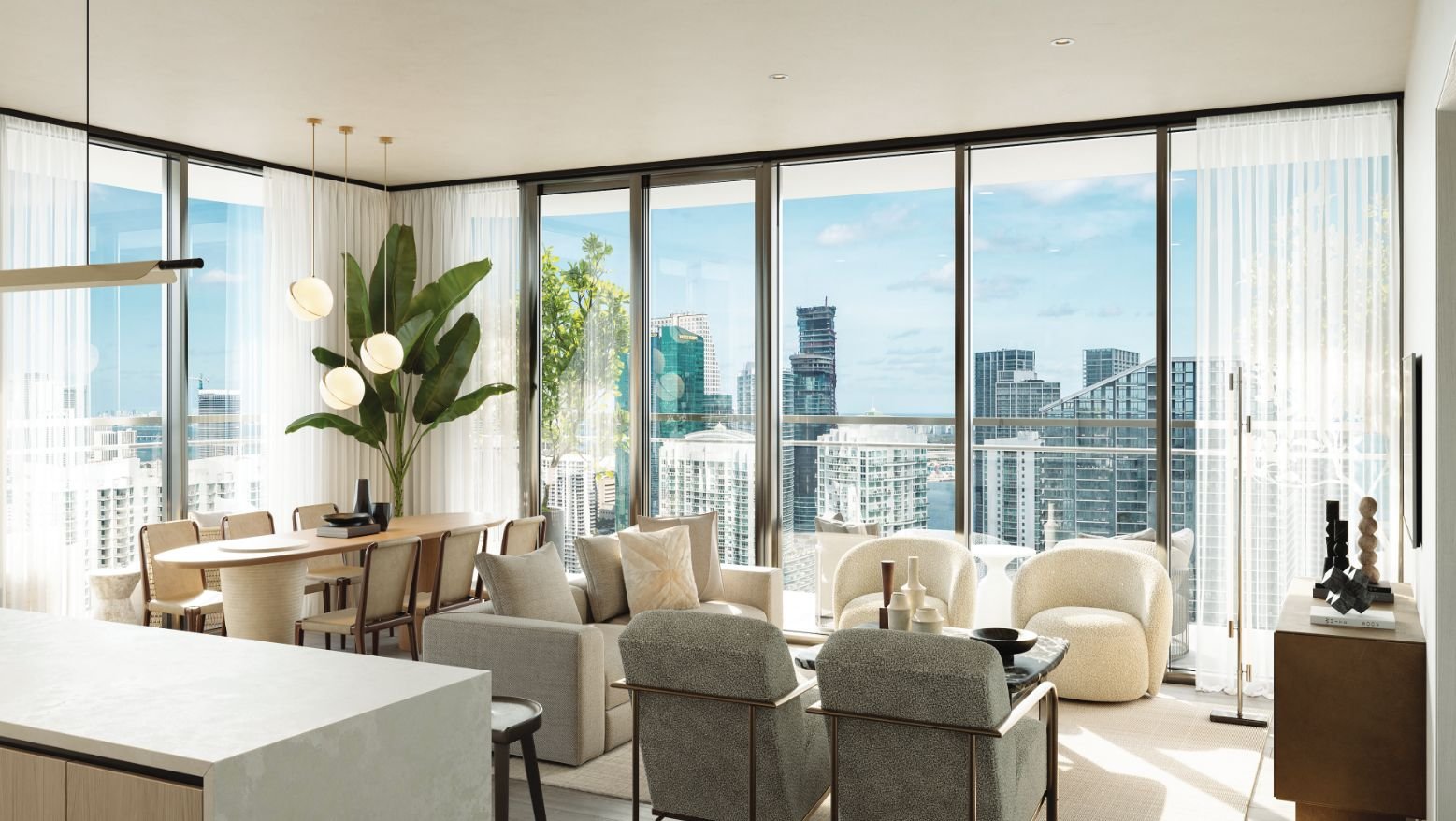 A residence interior at Lofty Brickell — developer rendering