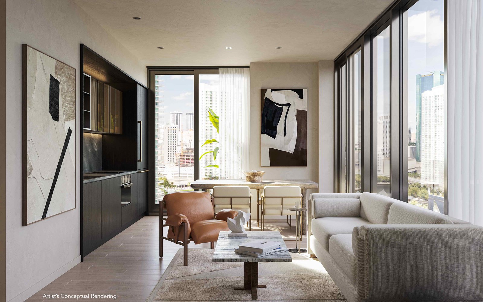 A residence interior at Lofty Brickell — developer rendering